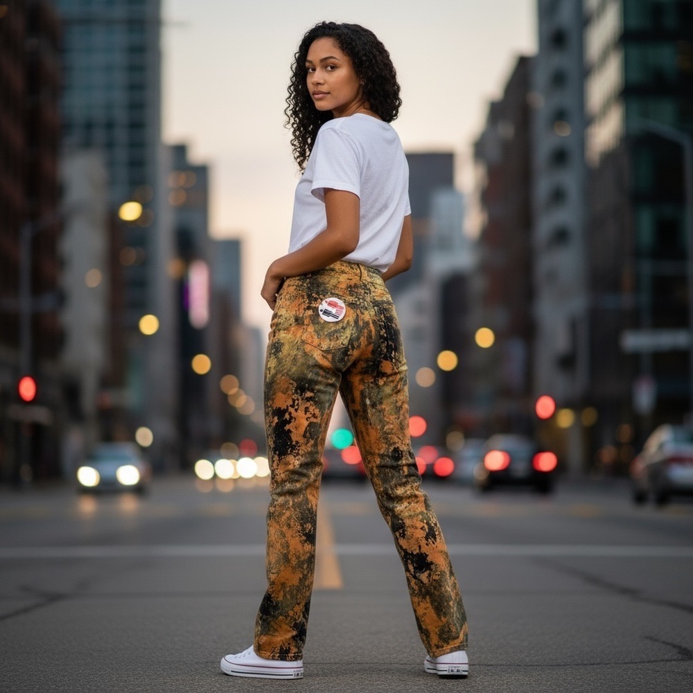 Vintage Jean Paul Gaultier Moss Camo Dead Stock Velvet Grunge Camo straight low